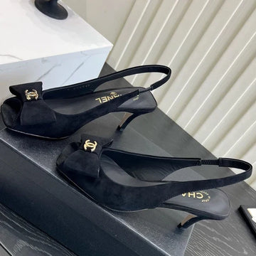Chanel 2026 Bow-Tie Slingback 60mm Suede Sheepskin 977148