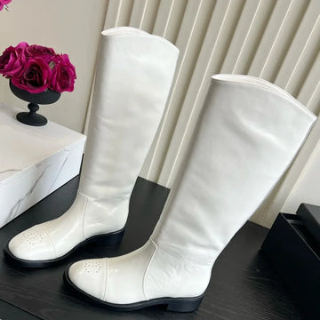 Chanel 2026 Perforated Toe Long Boots Patent Leather 977237