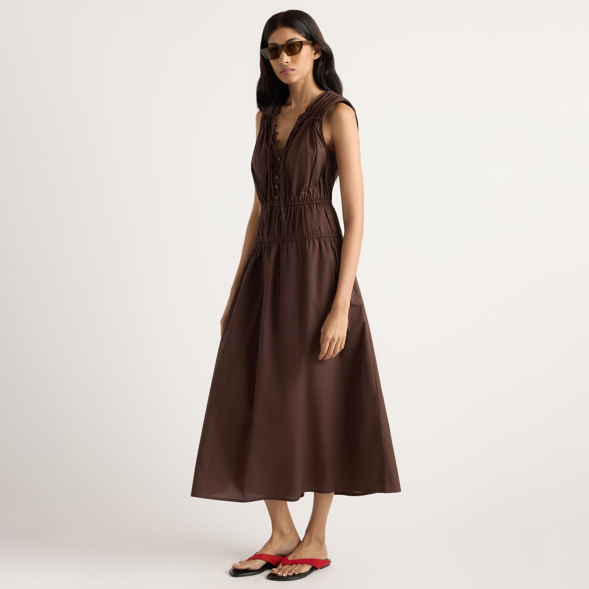 Iga Gathered Organic Cotton Maxi Dress