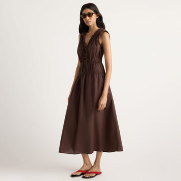 Iga Gathered Organic Cotton Maxi Dress