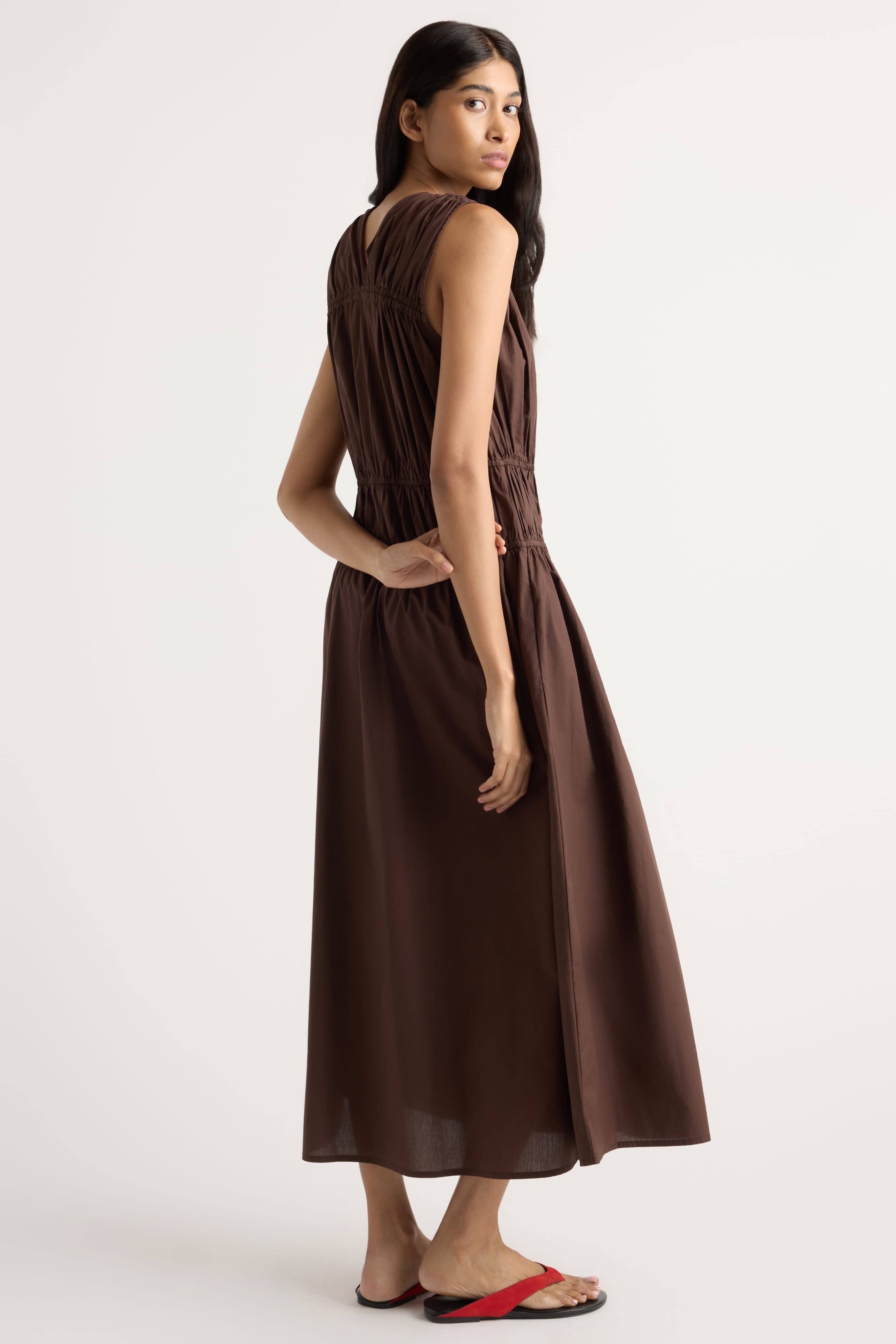 Iga Gathered Organic Cotton Maxi Dress