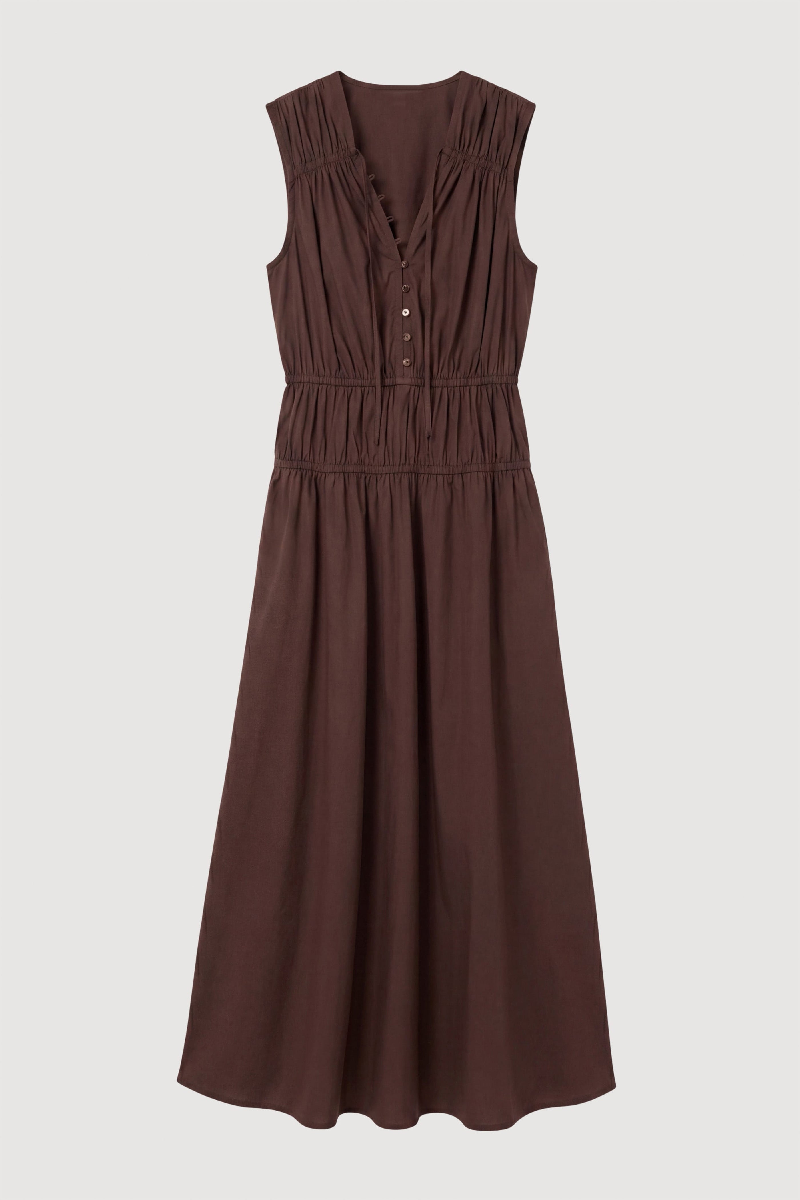 Iga Gathered Organic Cotton Maxi Dress
