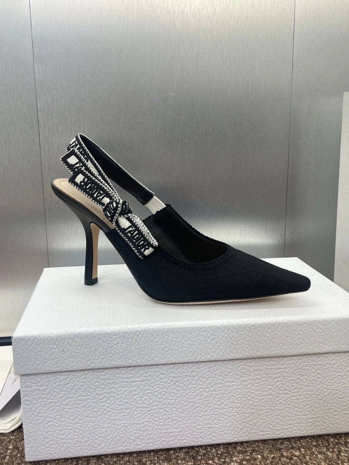 CD J'Adior Slingback Pump Black Fabric Sheepskin 330329