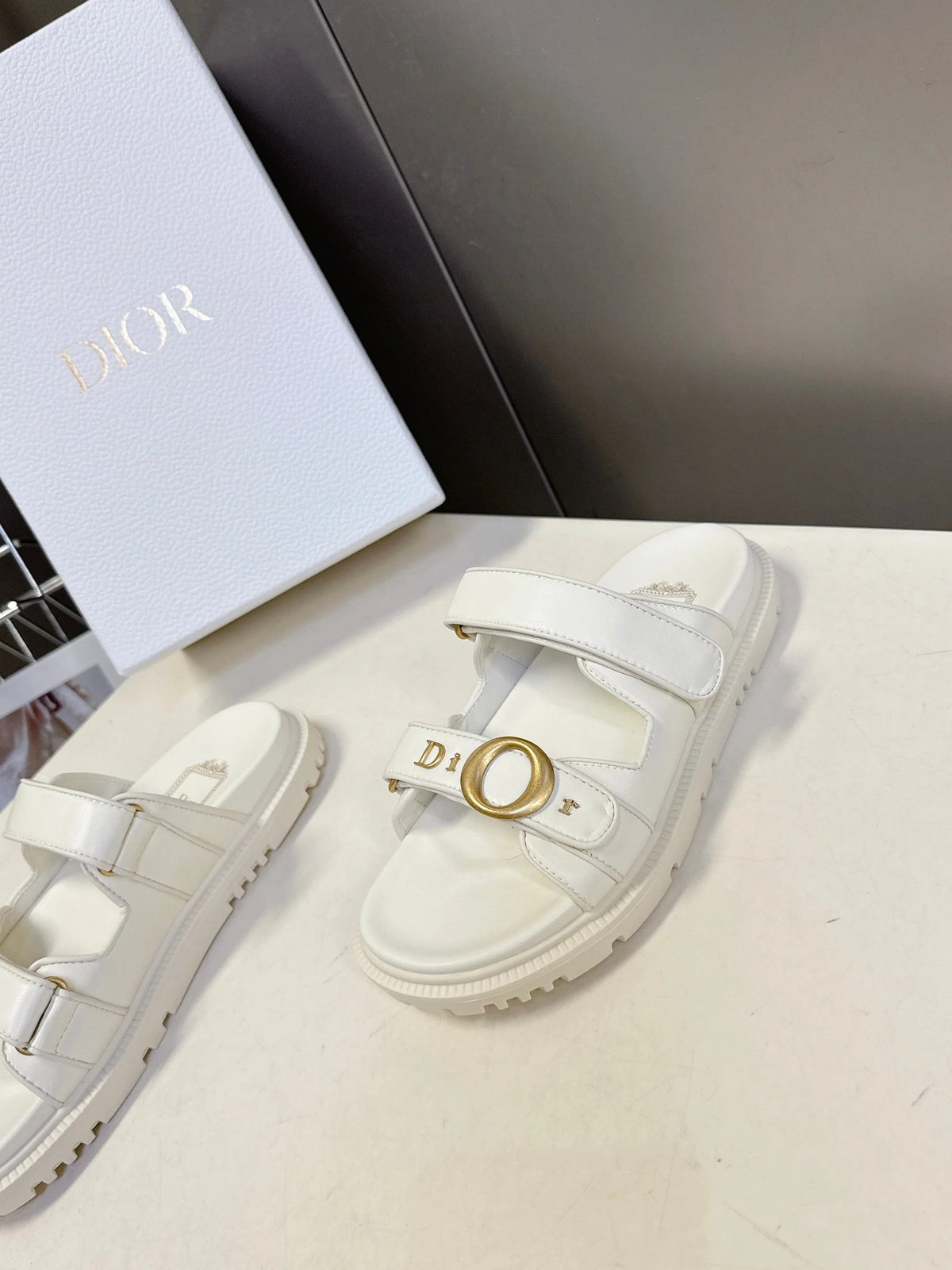 Dior 2026 Velcro Slip-on Sandal White Leather 716902
