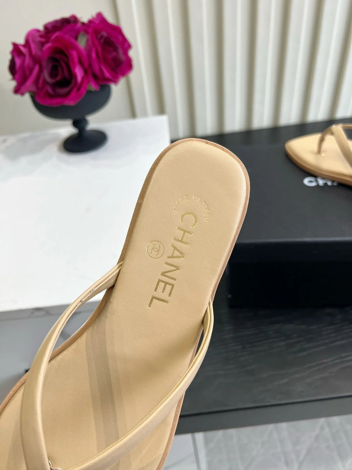 Chanel 2026 Flip-Flops Sandals Beige Sheepskin 977142