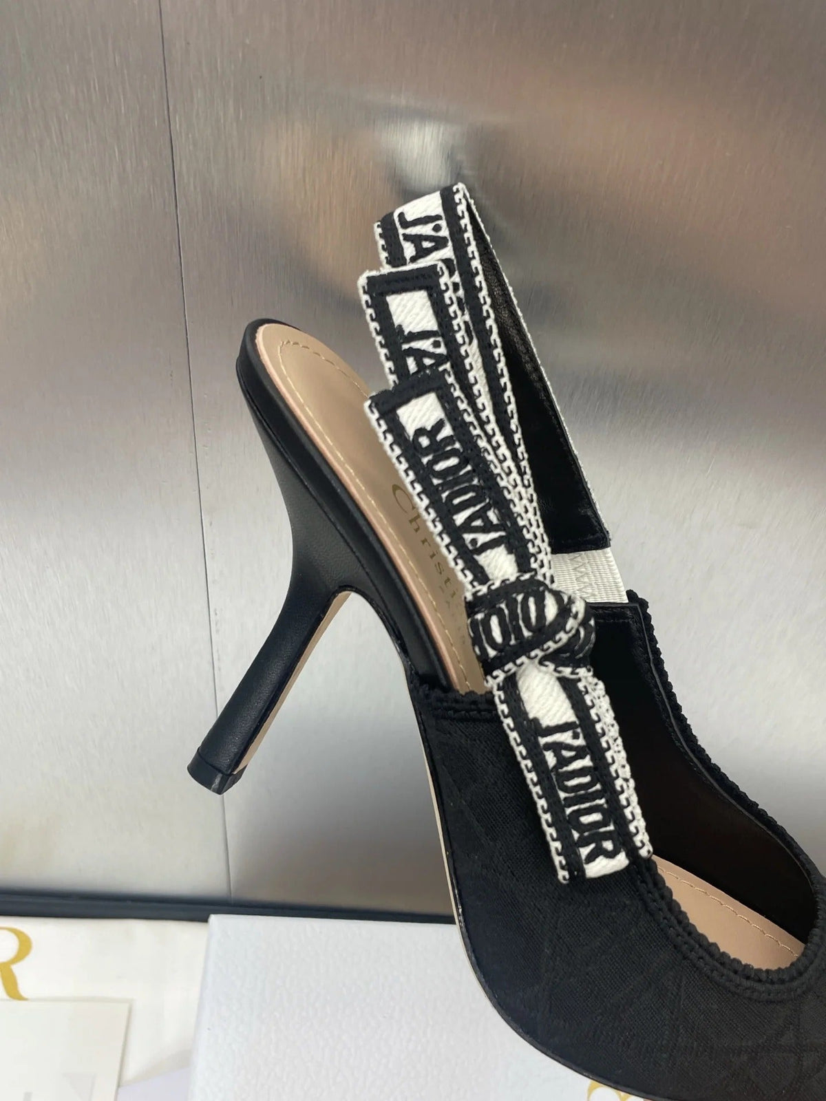 CD J'Adior Slingback Pump Black Fabric Sheepskin 330329