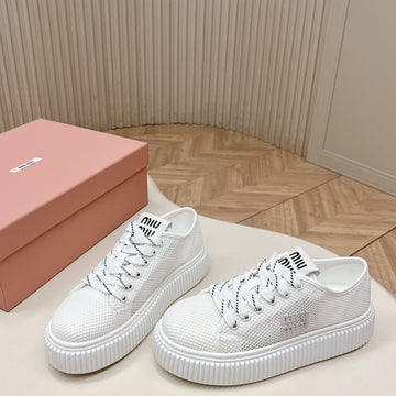 Miu Platform Sneakers White Mesh 798601