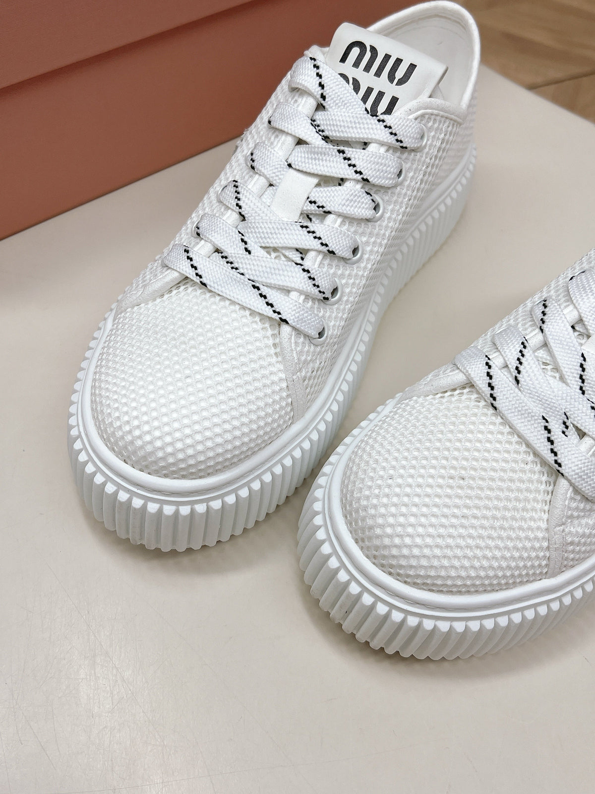 Miu Platform Sneakers White Mesh 798601