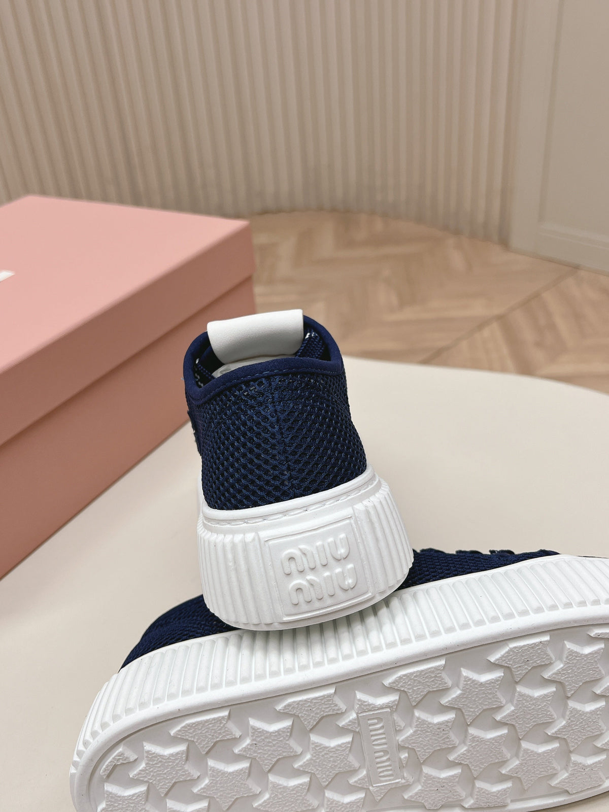Miu Platform Sneakers Navy Blue Mesh 798603