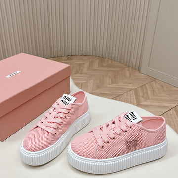 Miu Platform Sneakers Light Pink Mesh 798604