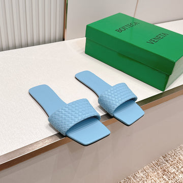 BV Parco Slide Light Blue Intrecciato Woven Leather 798041