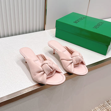 BV Maroon Knotted Slides 5.5cm Light Pink Leather 798049