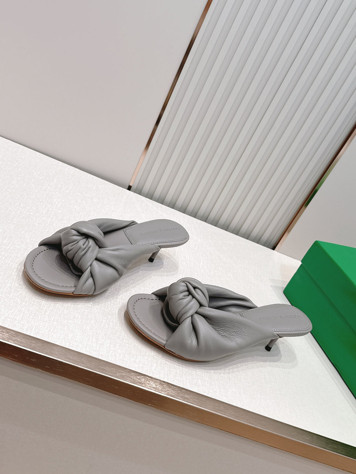 BV Maroon Knotted Slides 5.5cm Grey Leather 798051