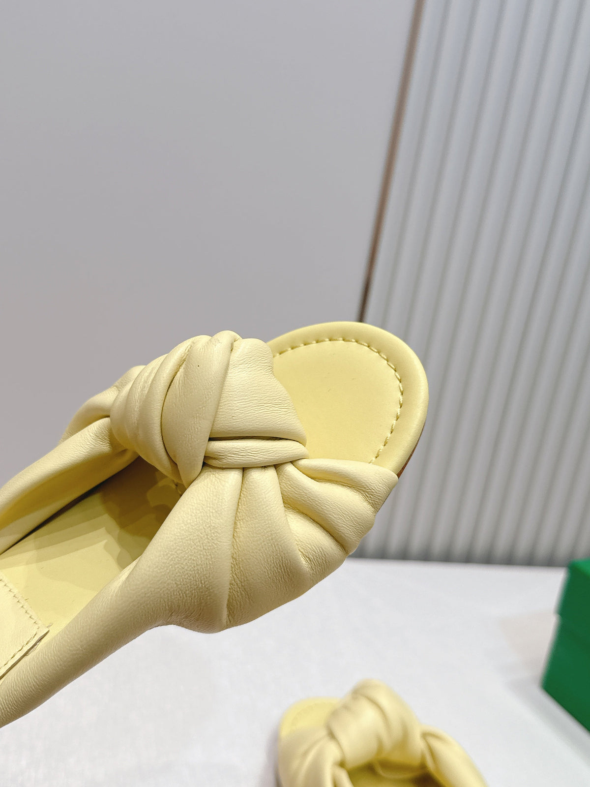 BV Maroon Knotted Slides 5.5cm Light Yellow Leather 798054