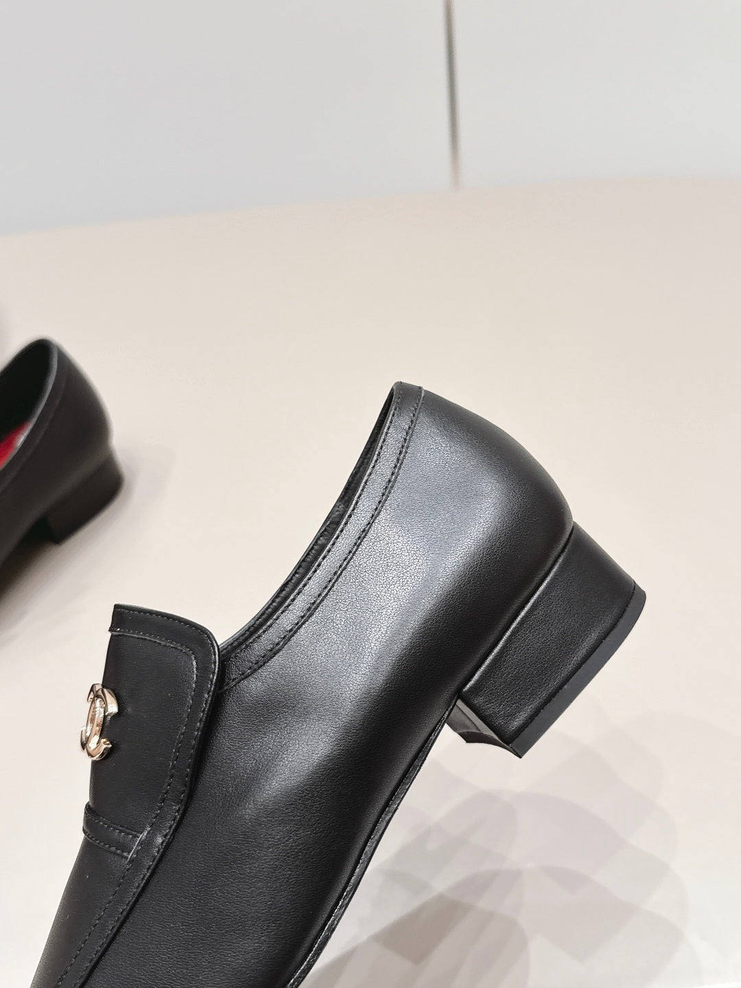 CC 26s Square-Toe Buckle Loafer 3cm Black Leather 816297