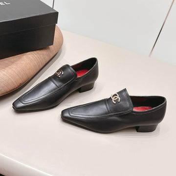 CC 26s Square-Toe Buckle Loafer 3cm Black Leather 816297
