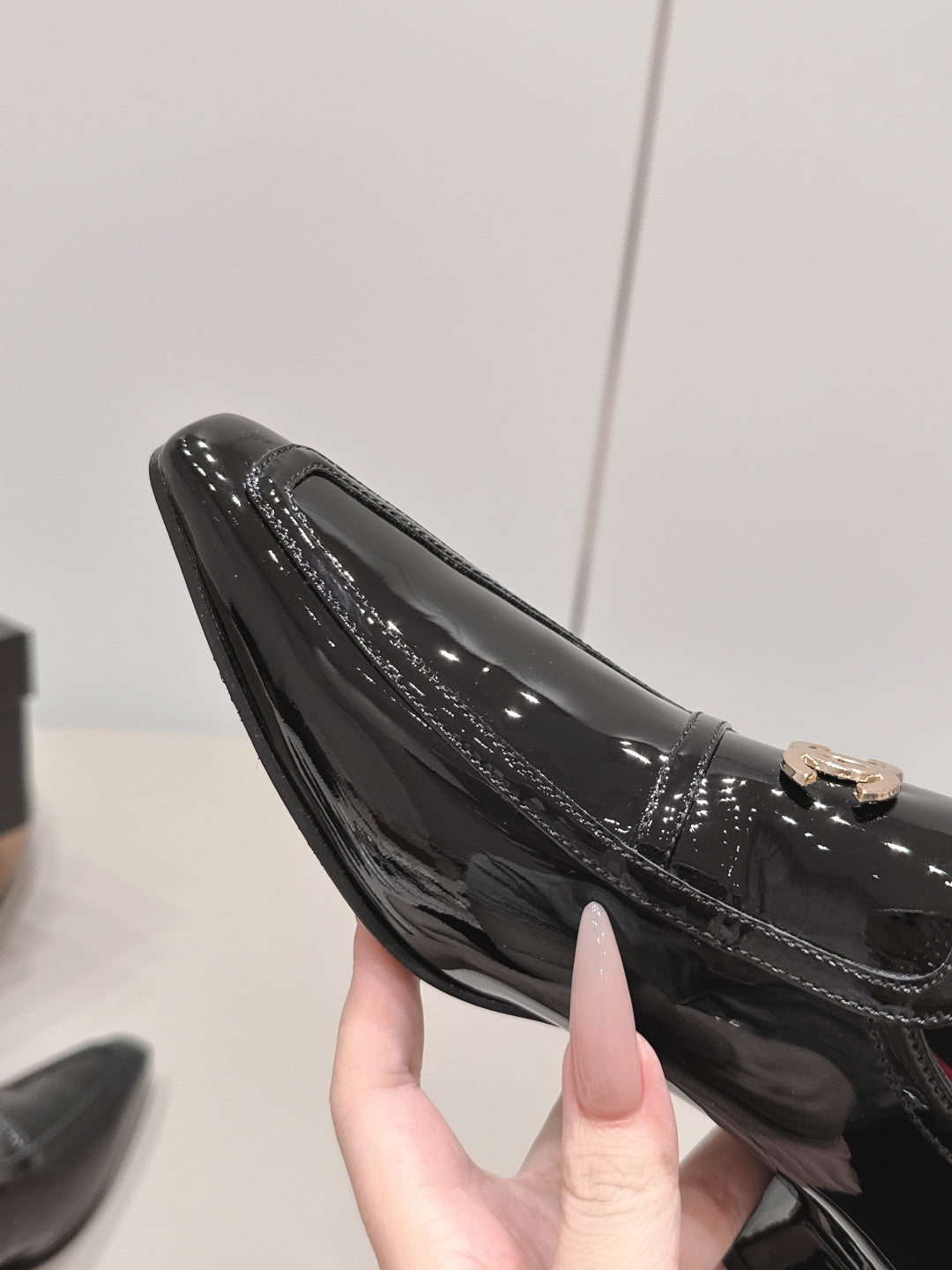 CC 26s Square-Toe Buckle Loafer 3cm Black Patent Leather 816295