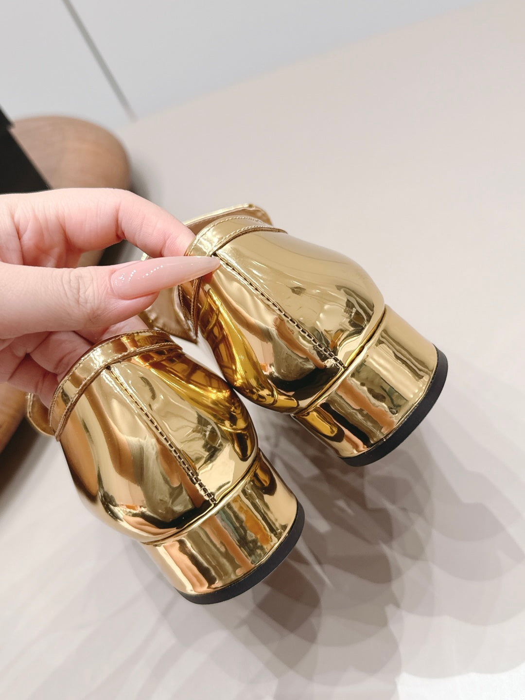 CC 26s Square-Toe Buckle Loafer 3cm Gold Metallic Leather 816298