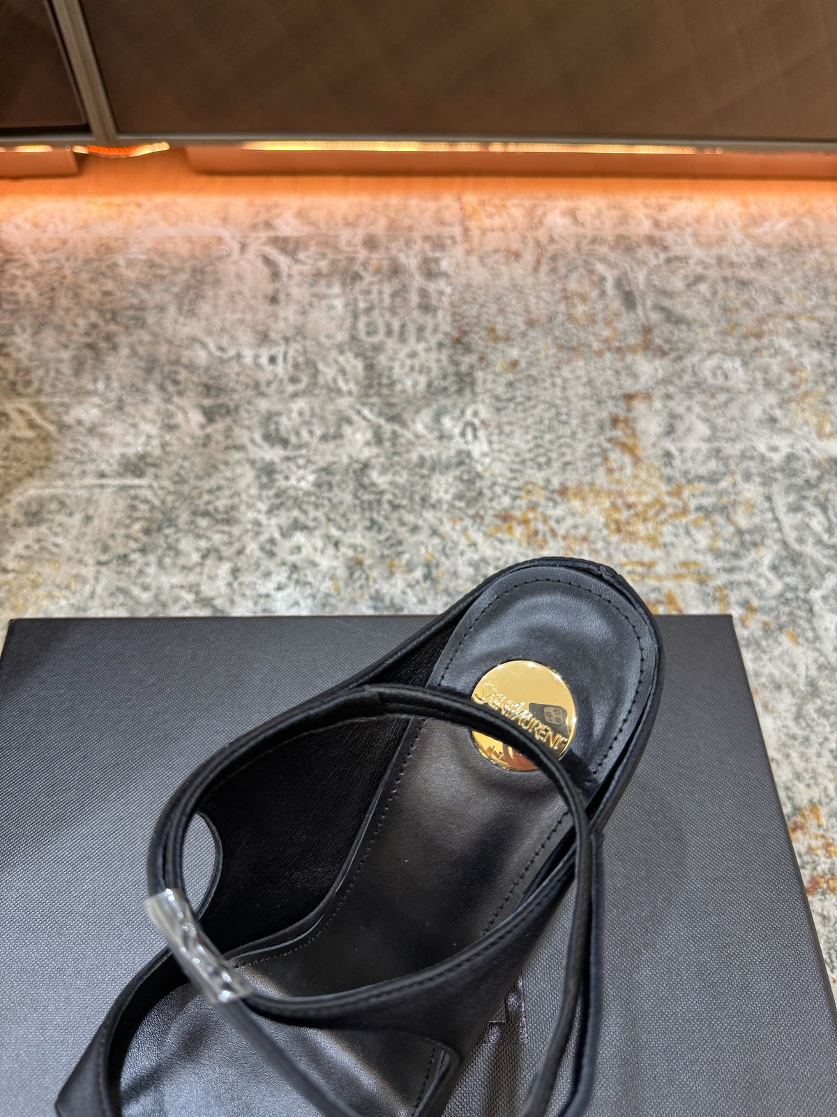 YSL 26FW Sandal 10.5cm Black Silk 803984