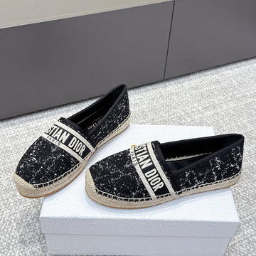CD 26s Loafers Embroidery Black Canvas 653272