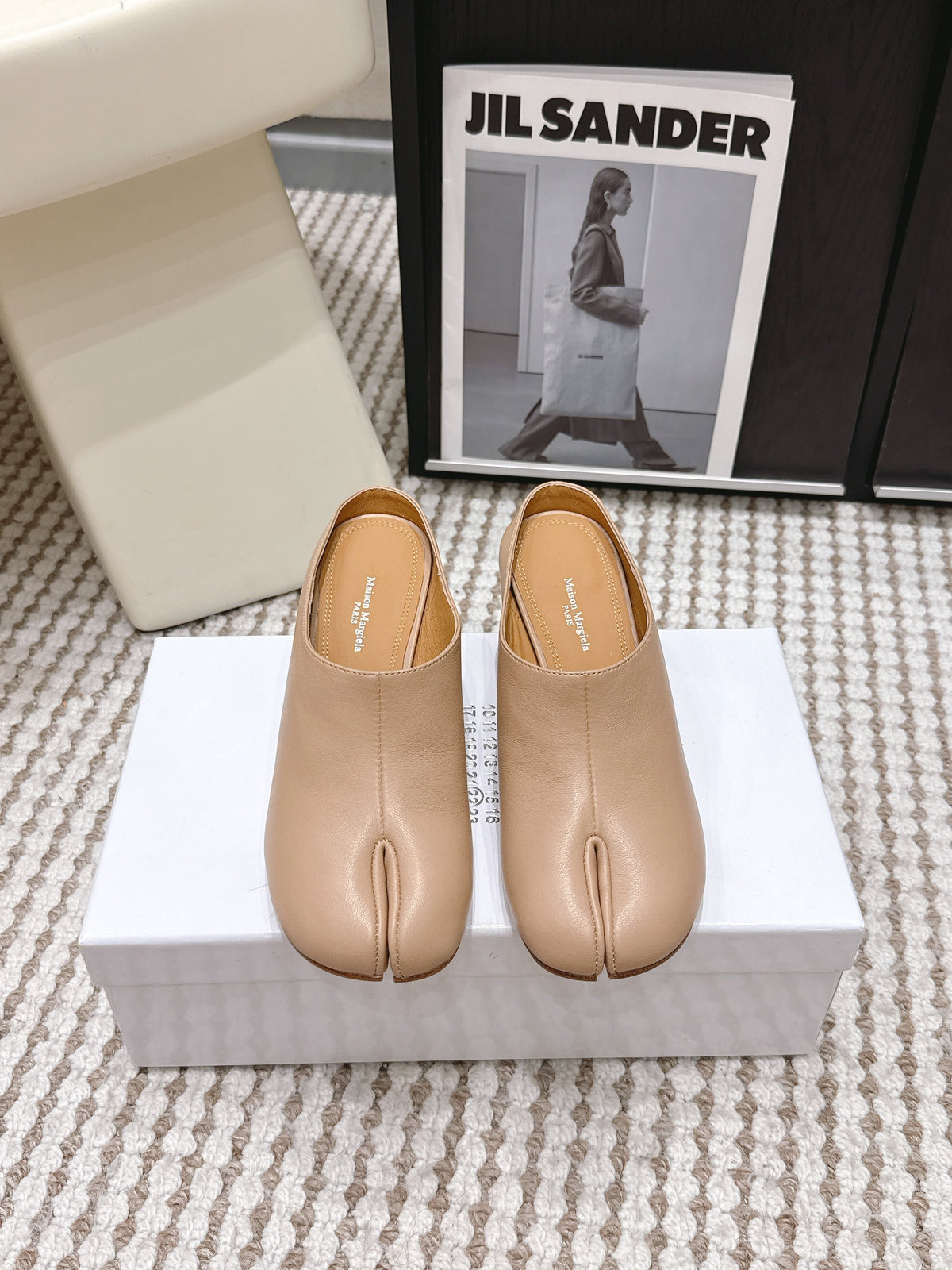 Maison Margie Tabi Décolleté Mule 6cm Beige Cowhide 722684
