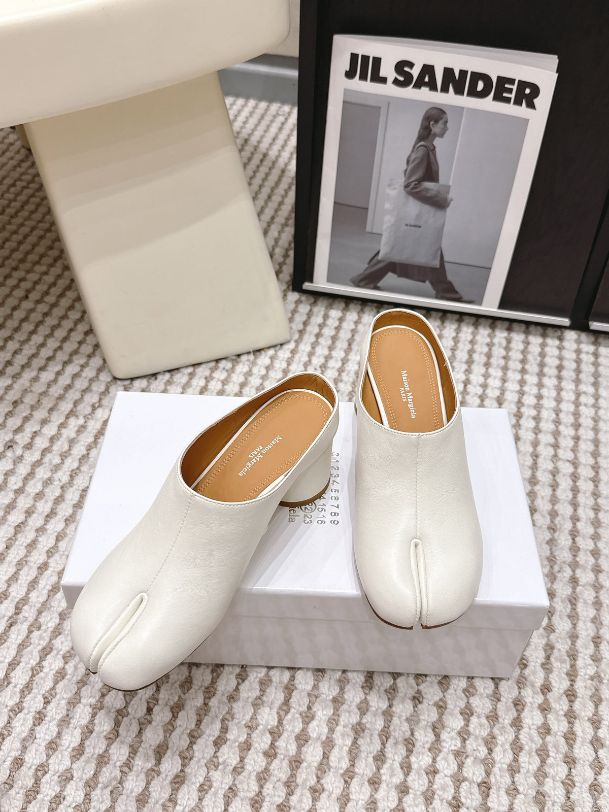 Maison Margie Tabi Décolleté Mule 6cm White Cowhide 722685