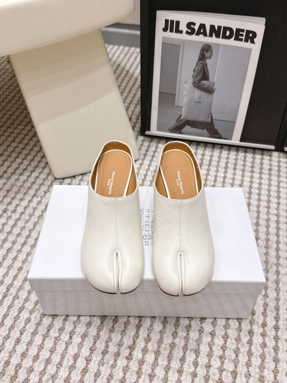 Maison Margie Tabi Décolleté Mule 6cm White Cowhide 722685