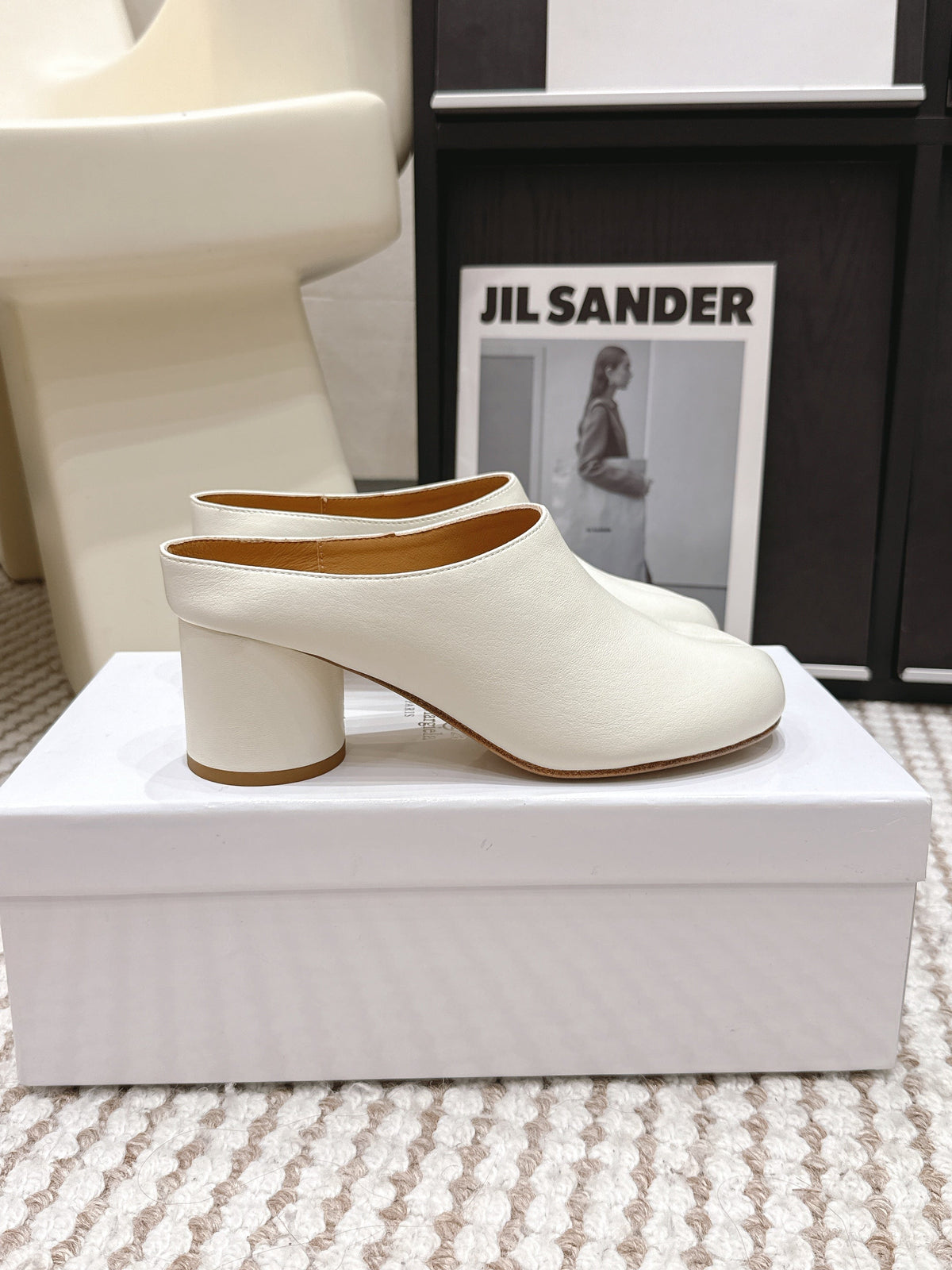 Maison Margie Tabi Décolleté Mule 6cm White Cowhide 722685