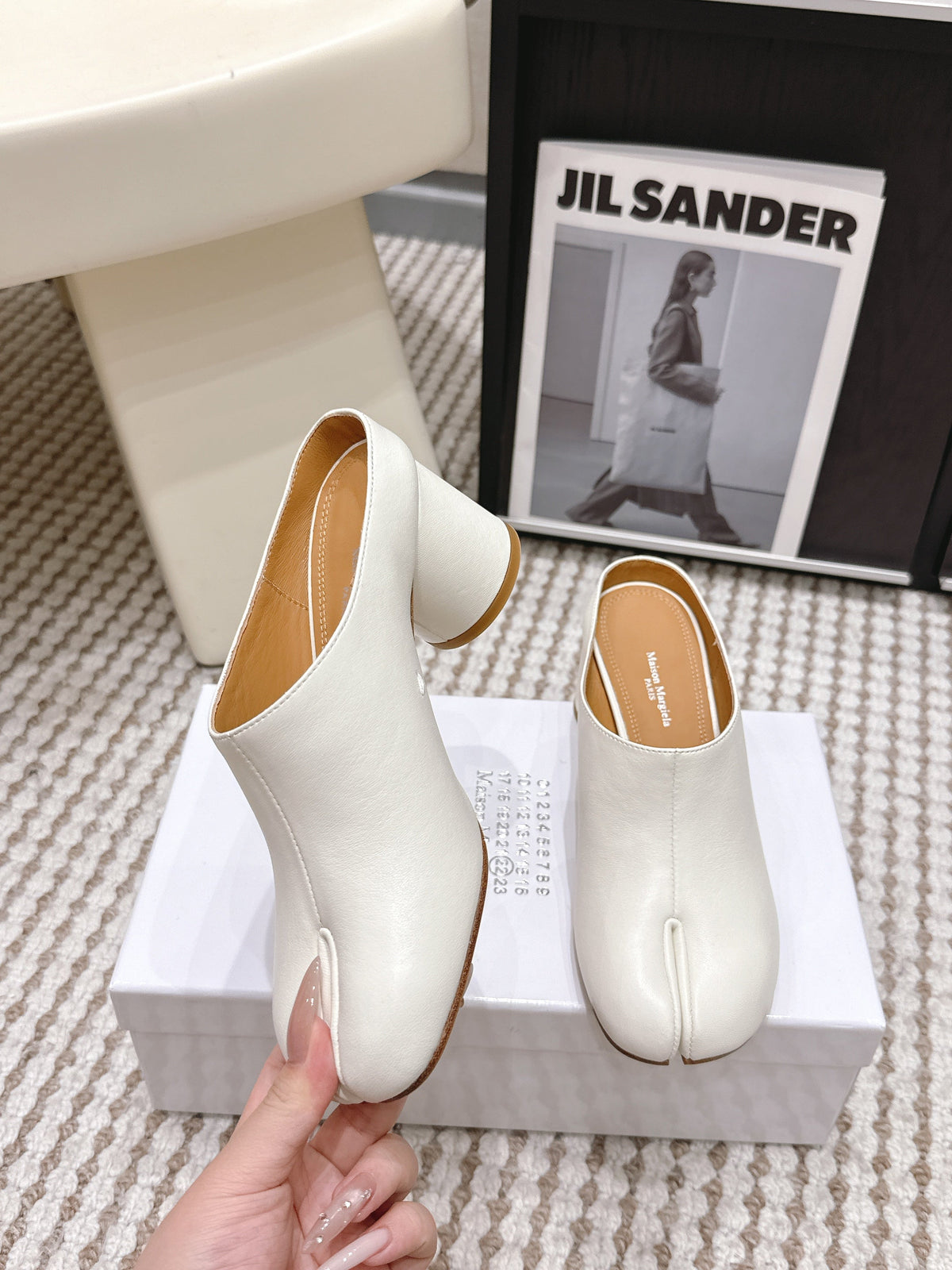 Maison Margie Tabi Décolleté Mule 6cm White Cowhide 722685