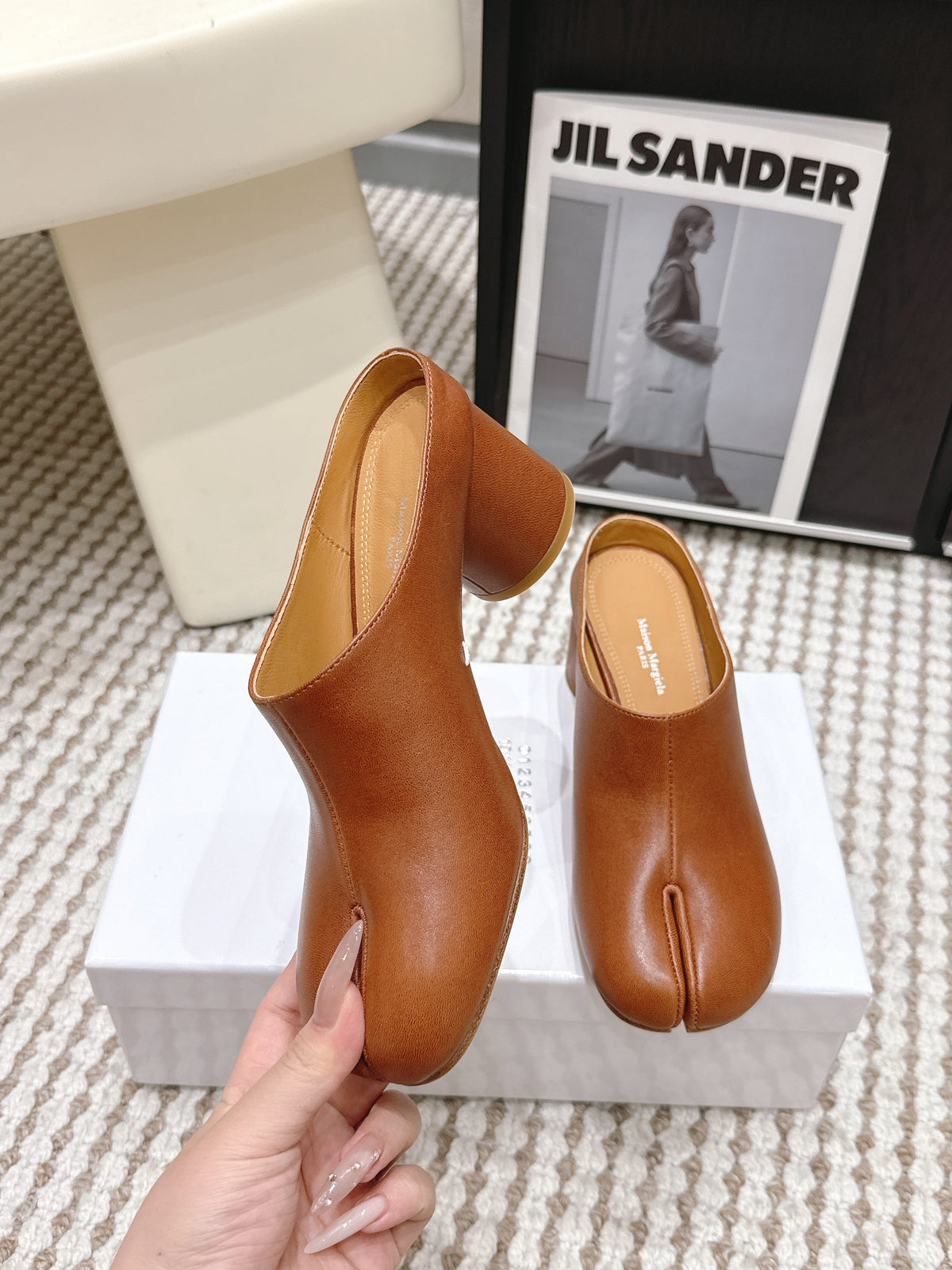 Maison Margie Tabi Décolleté Mule 6cm Brown Cowhide 722686