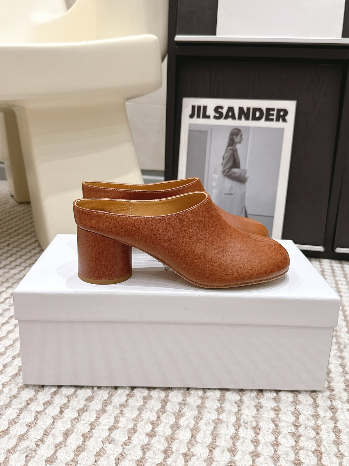 Maison Margie Tabi Décolleté Mule 6cm Brown Cowhide 722686