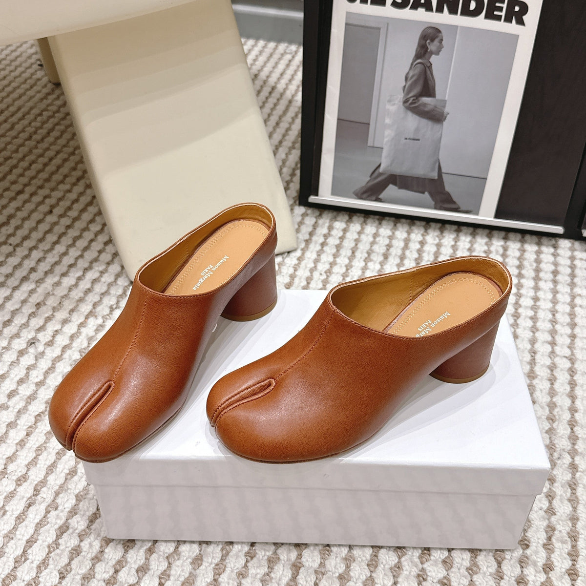 Maison Margie Tabi Décolleté Mule 6cm Brown Cowhide 722686