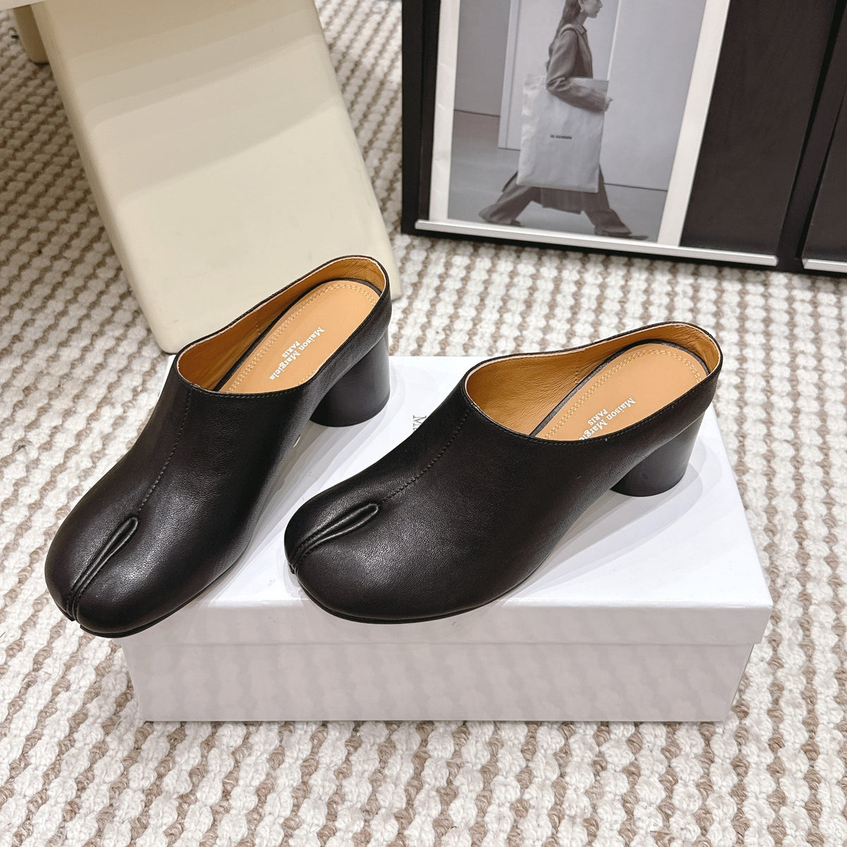 Maison Margie Tabi Décolleté Mule 6cm Black Cowhide 722687