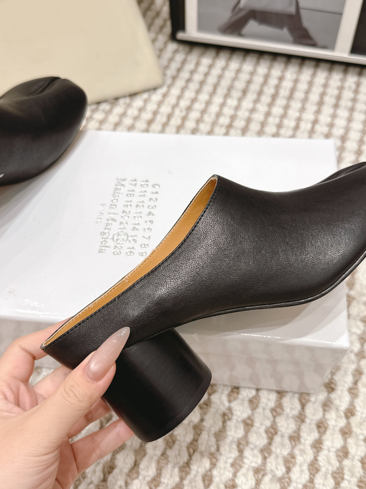 Maison Margie Tabi Décolleté Mule 6cm Black Cowhide 722687