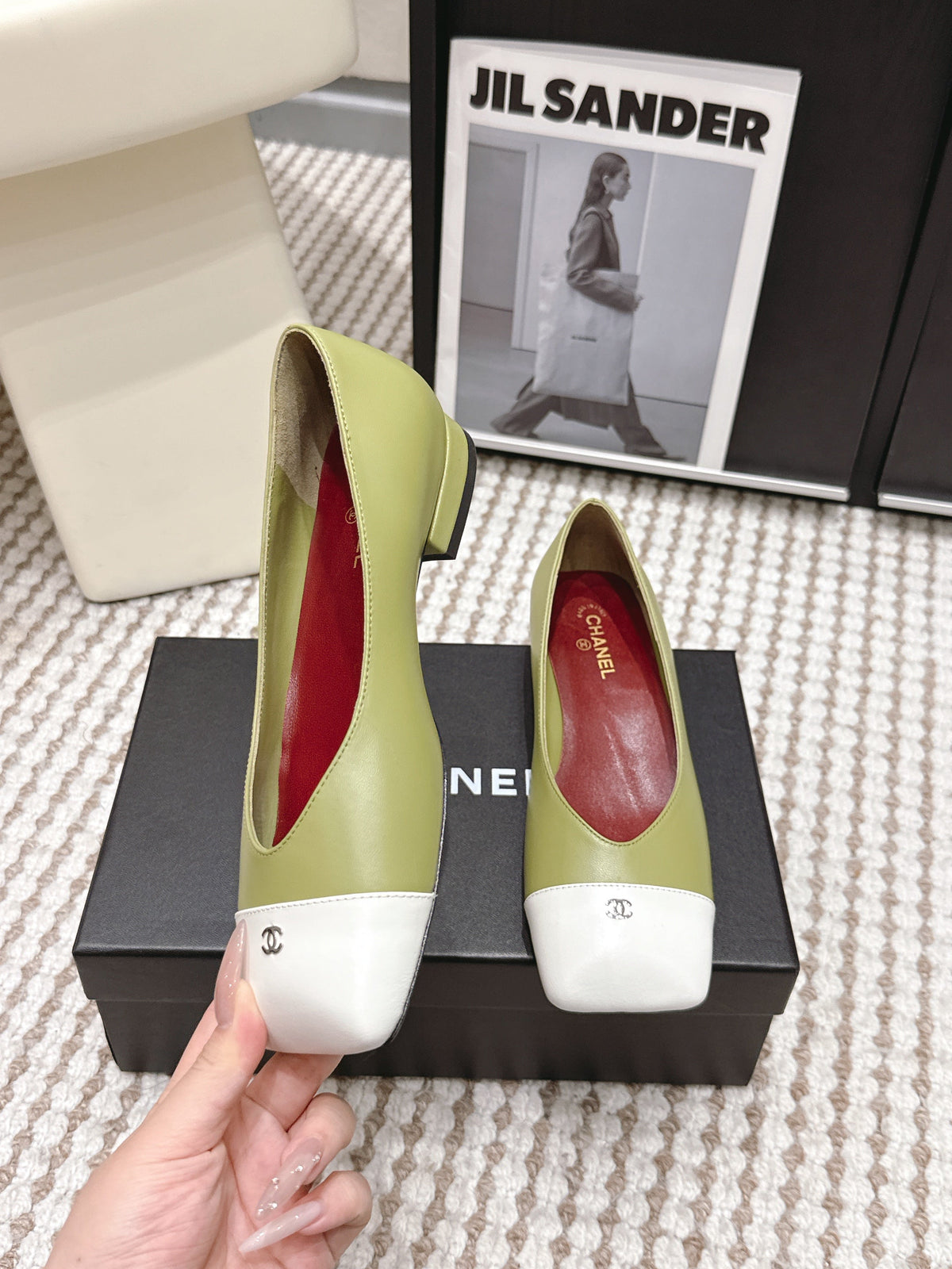 CC 2026 Ballet Flat Green White Lambskin 721412