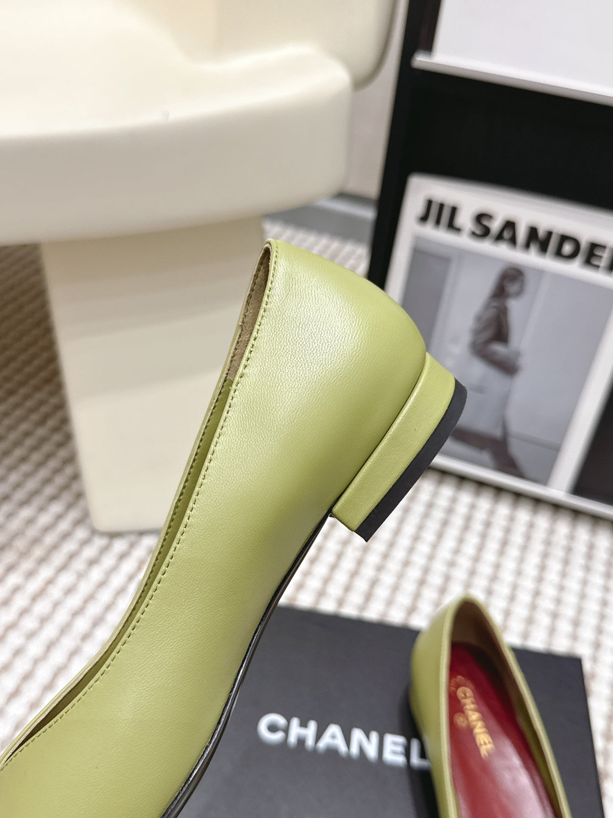 CC 2026 Ballet Flat Green White Lambskin 721412