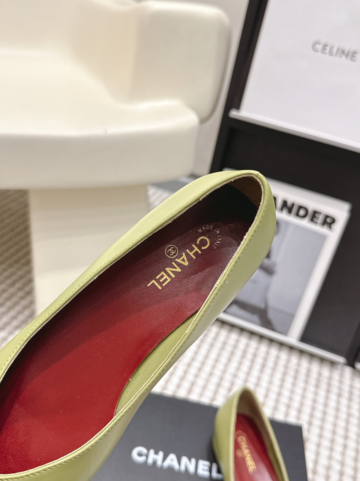 CC 2026 Ballet Flat Green White Lambskin 721412