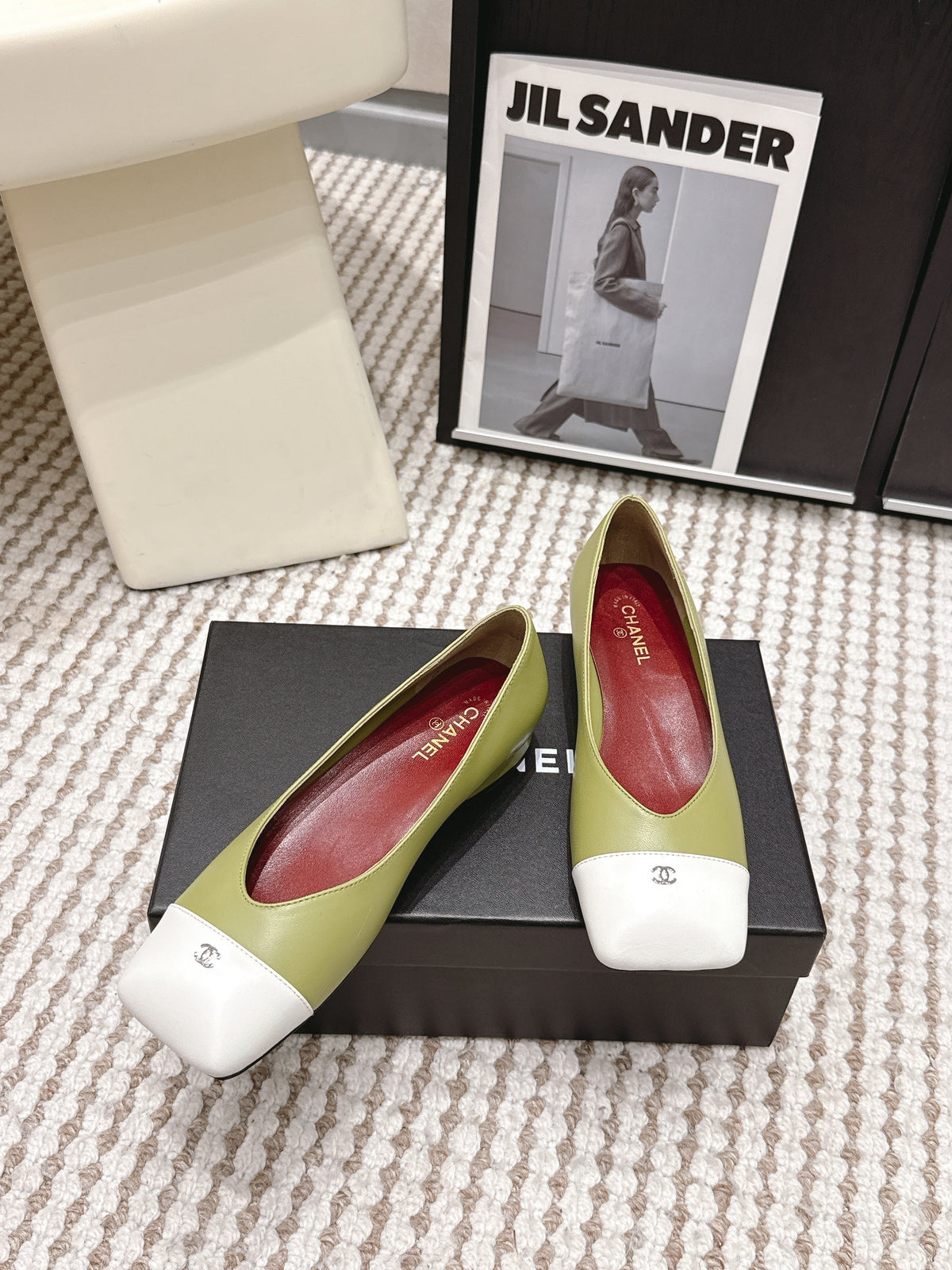 CC 2026 Ballet Flat Green White Lambskin 721412