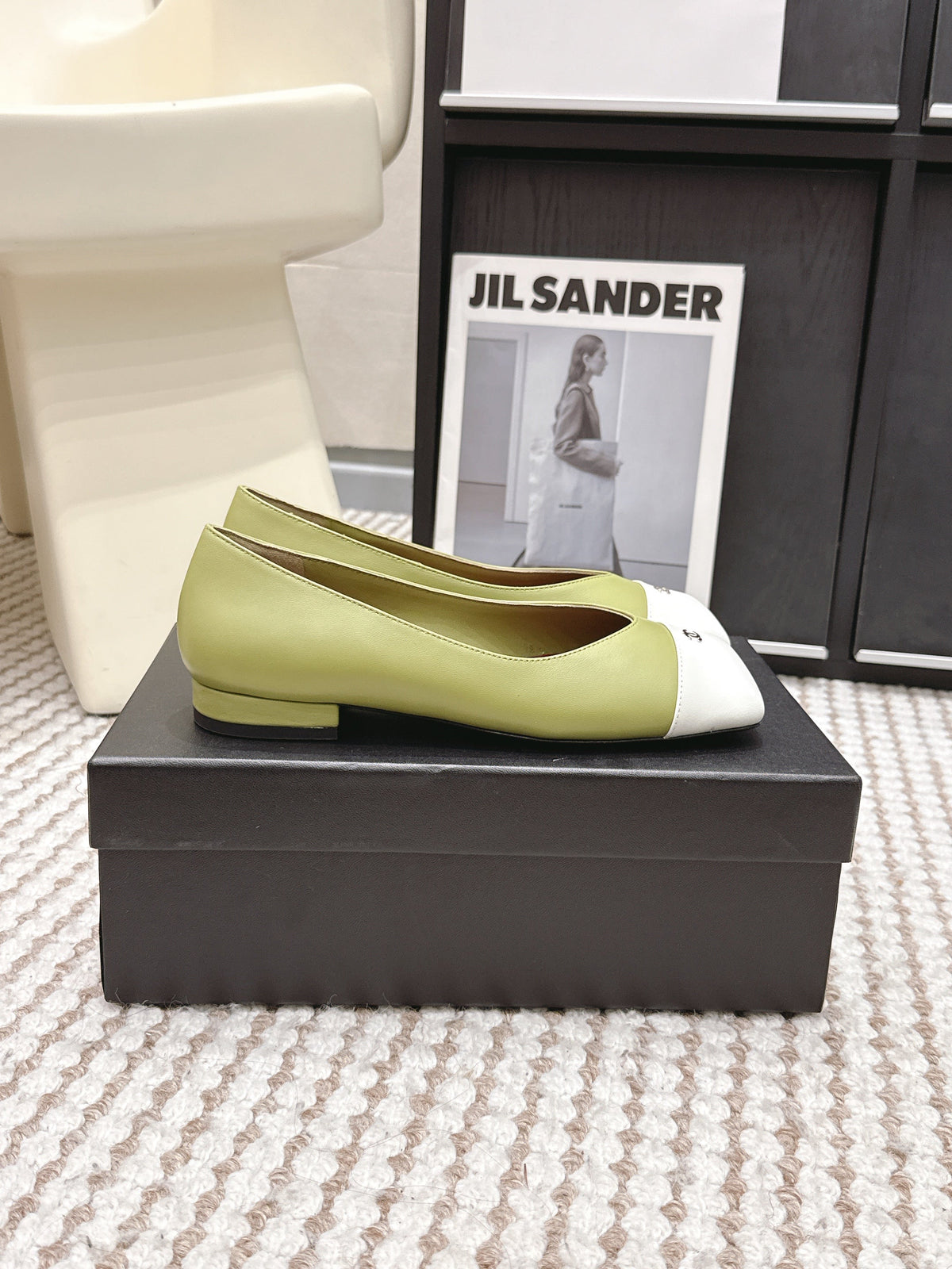 CC 2026 Ballet Flat Green White Lambskin 721412