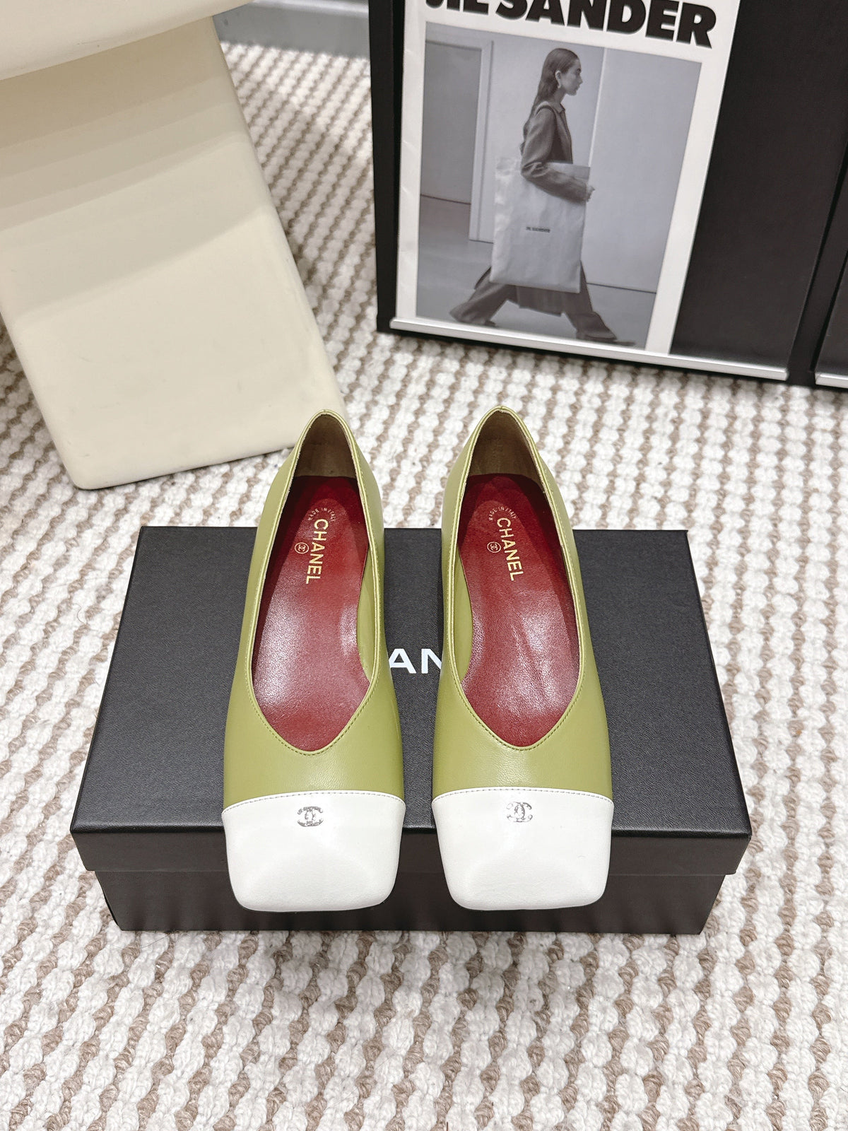 CC 2026 Ballet Flat Green White Lambskin 721412