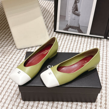CC 2026 Ballet Flat Green White Lambskin 721412