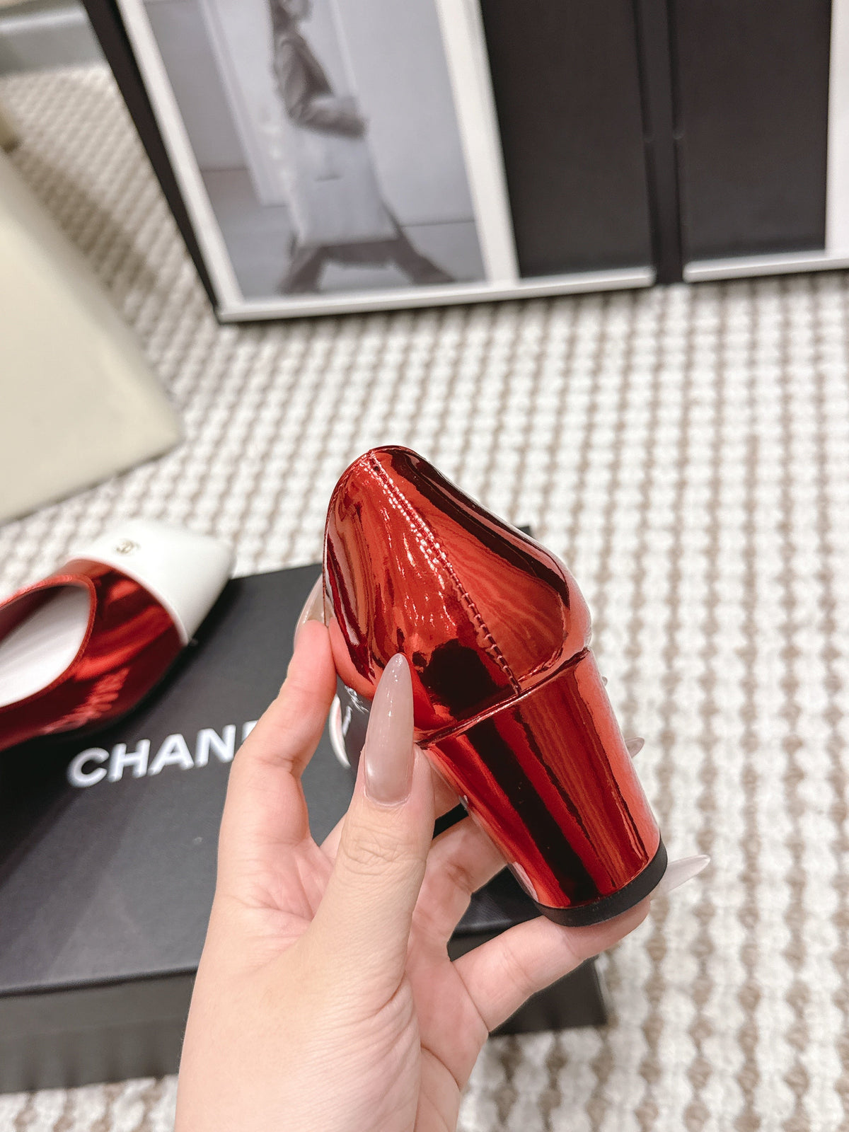 CC 2026 Pump 6cm Red White Patent Leather 721419