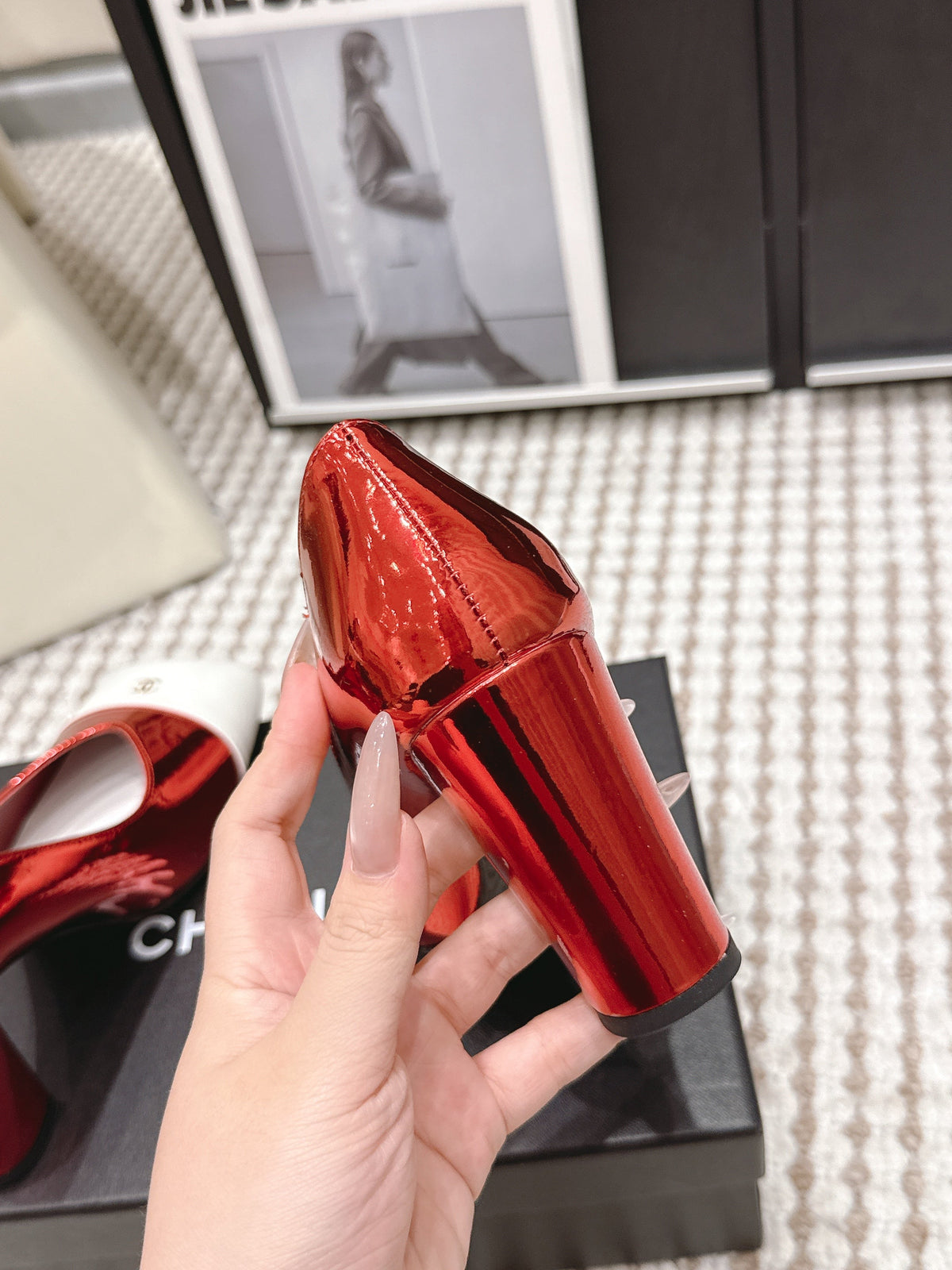 CC 2026 Pump 9cm Red White Patent Leather 721424