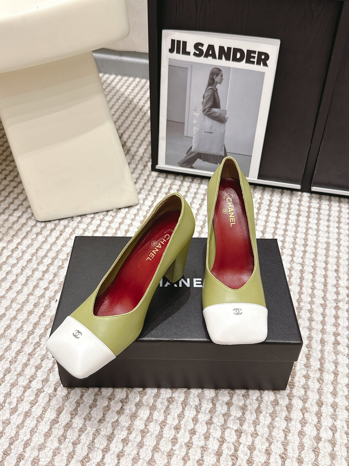 CC 2026 Pump 9cm Green White Lambskin 721426