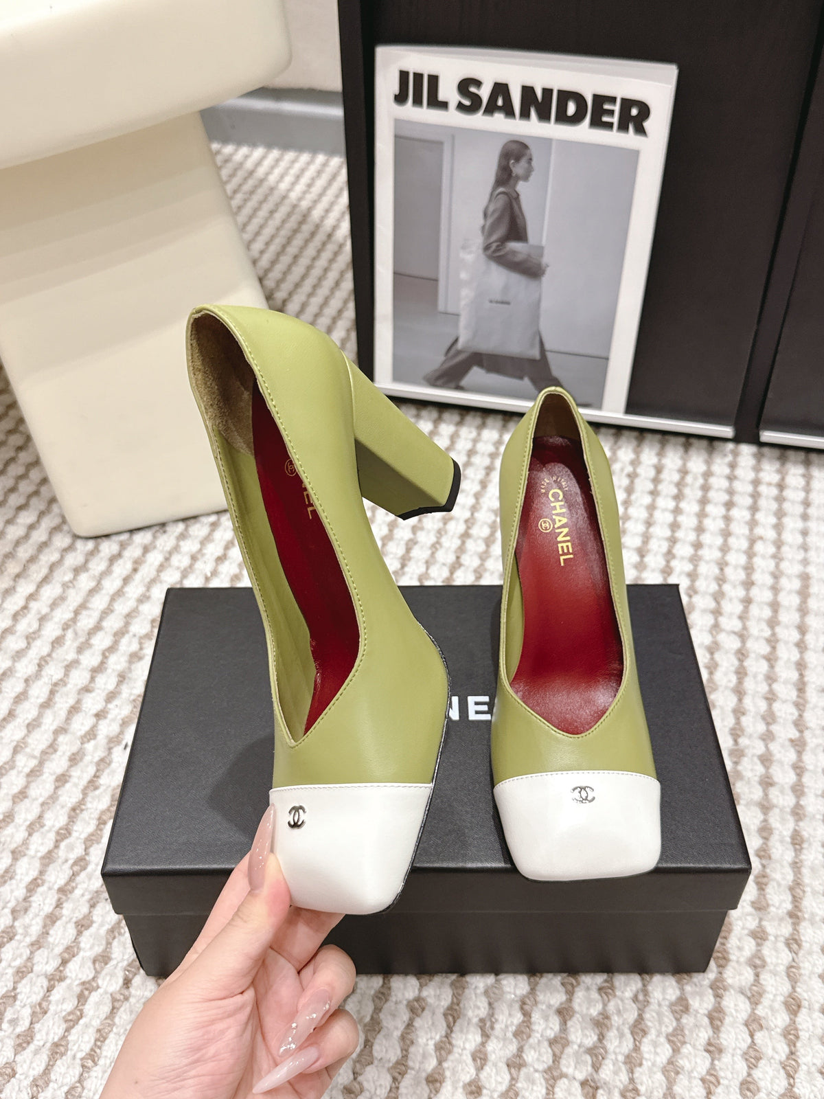 CC 2026 Pump 9cm Green White Lambskin 721426