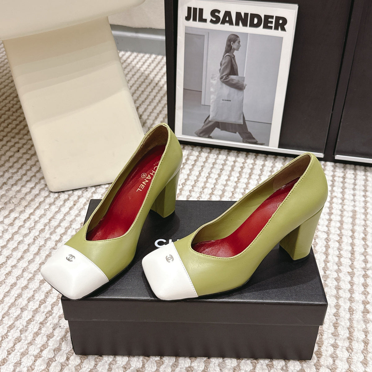 CC 2026 Pump 9cm Green White Lambskin 721426