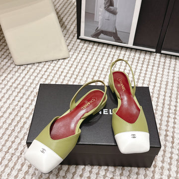 CC 2026 Slingbacks Flat Green White Lambskin 721434