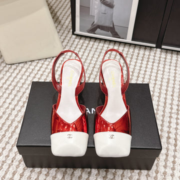 CC 2026 Slingbacks 6cm Red White Patent Leather 721438