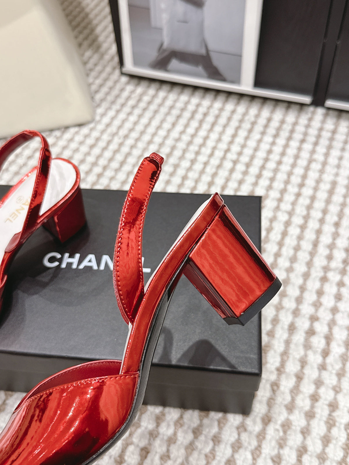 CC 2026 Slingbacks 6cm Red White Patent Leather 721438