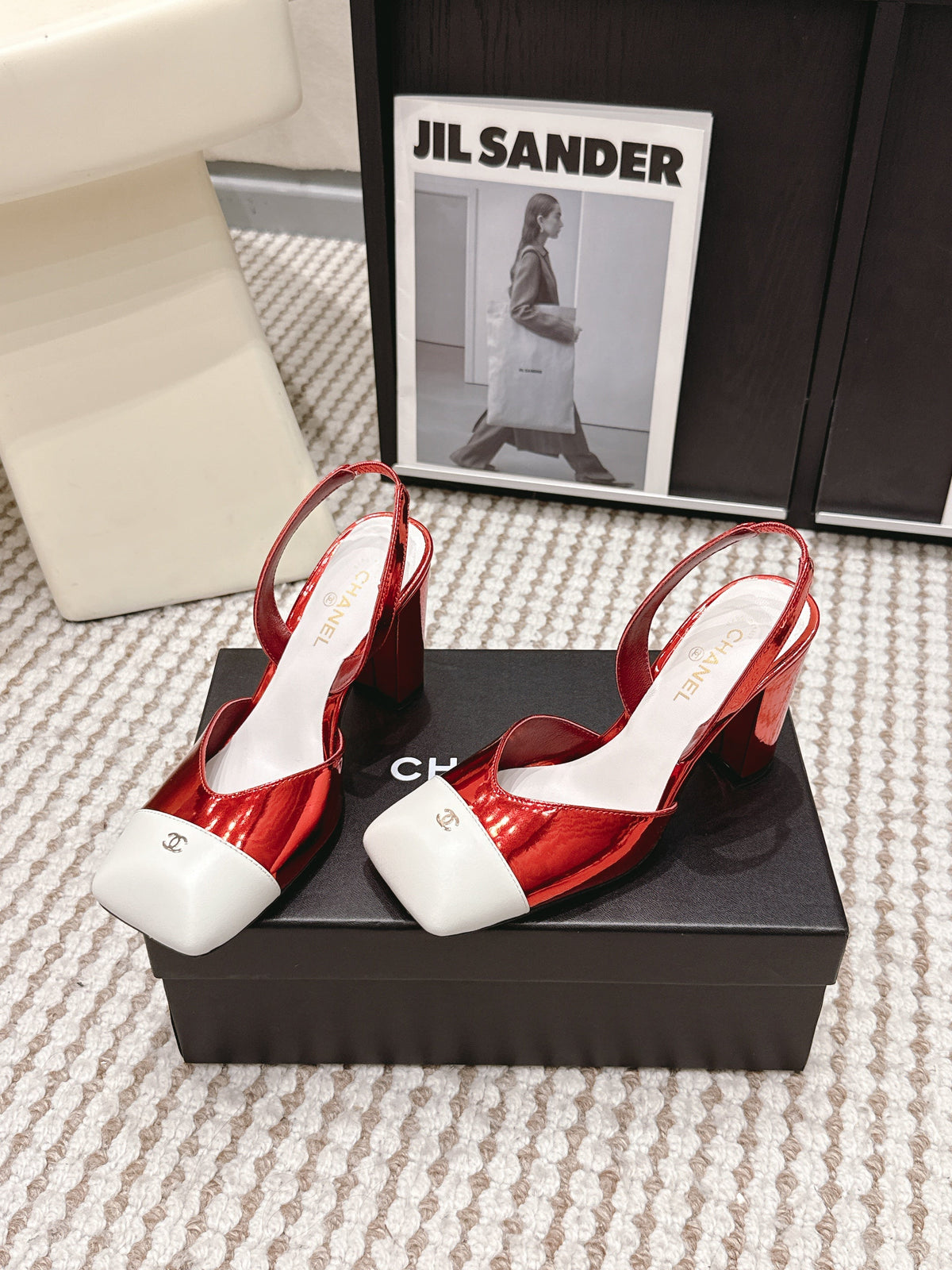 CC 2026 Slingbacks 9cm Red White Patent Leather 721442